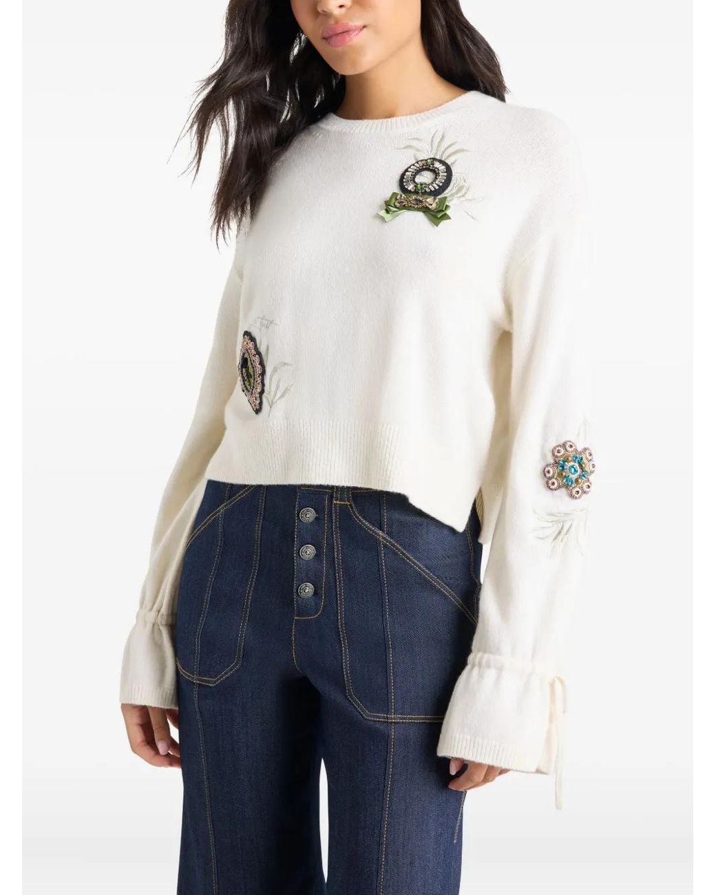 Cinq À Sept White Tasha Rose Patch Top