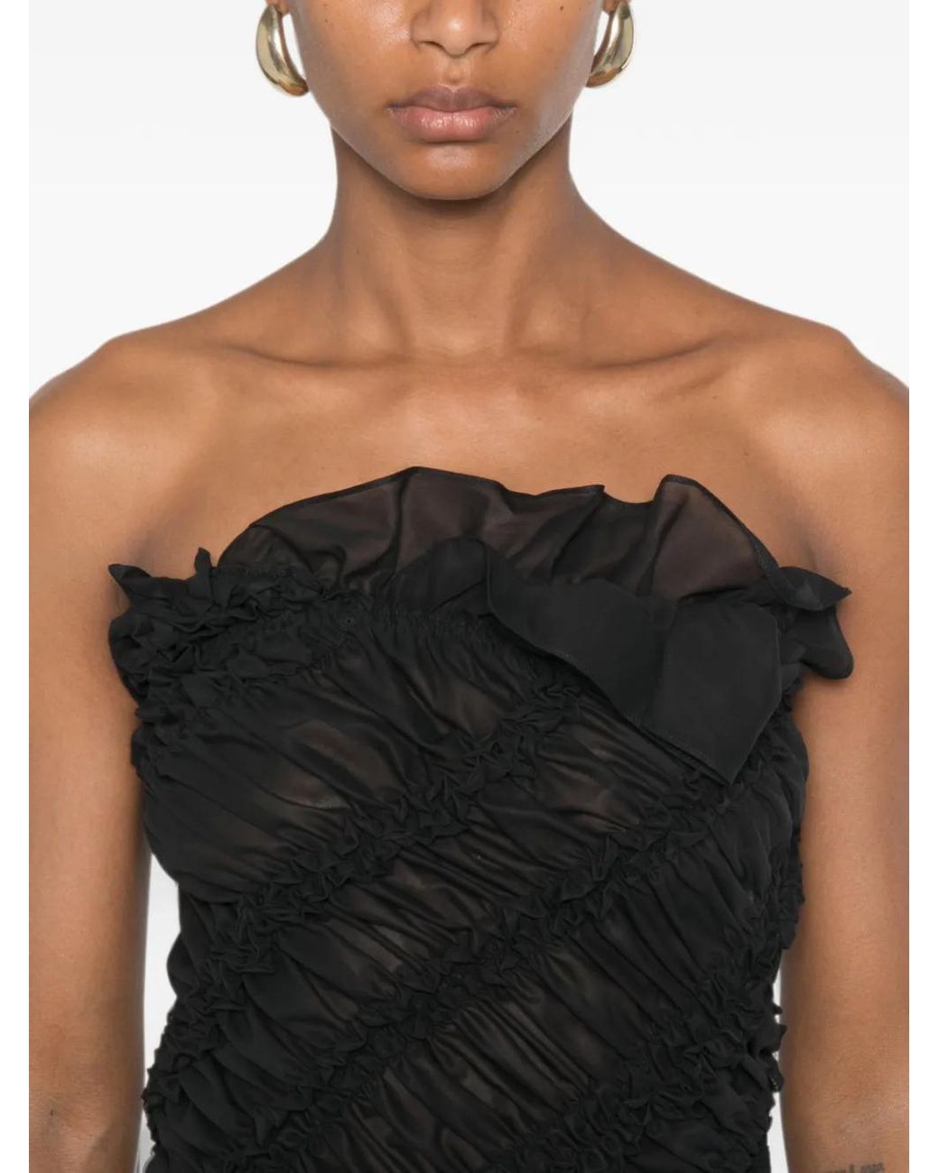 Magda Butrym Black Ruffled Ruched Top
