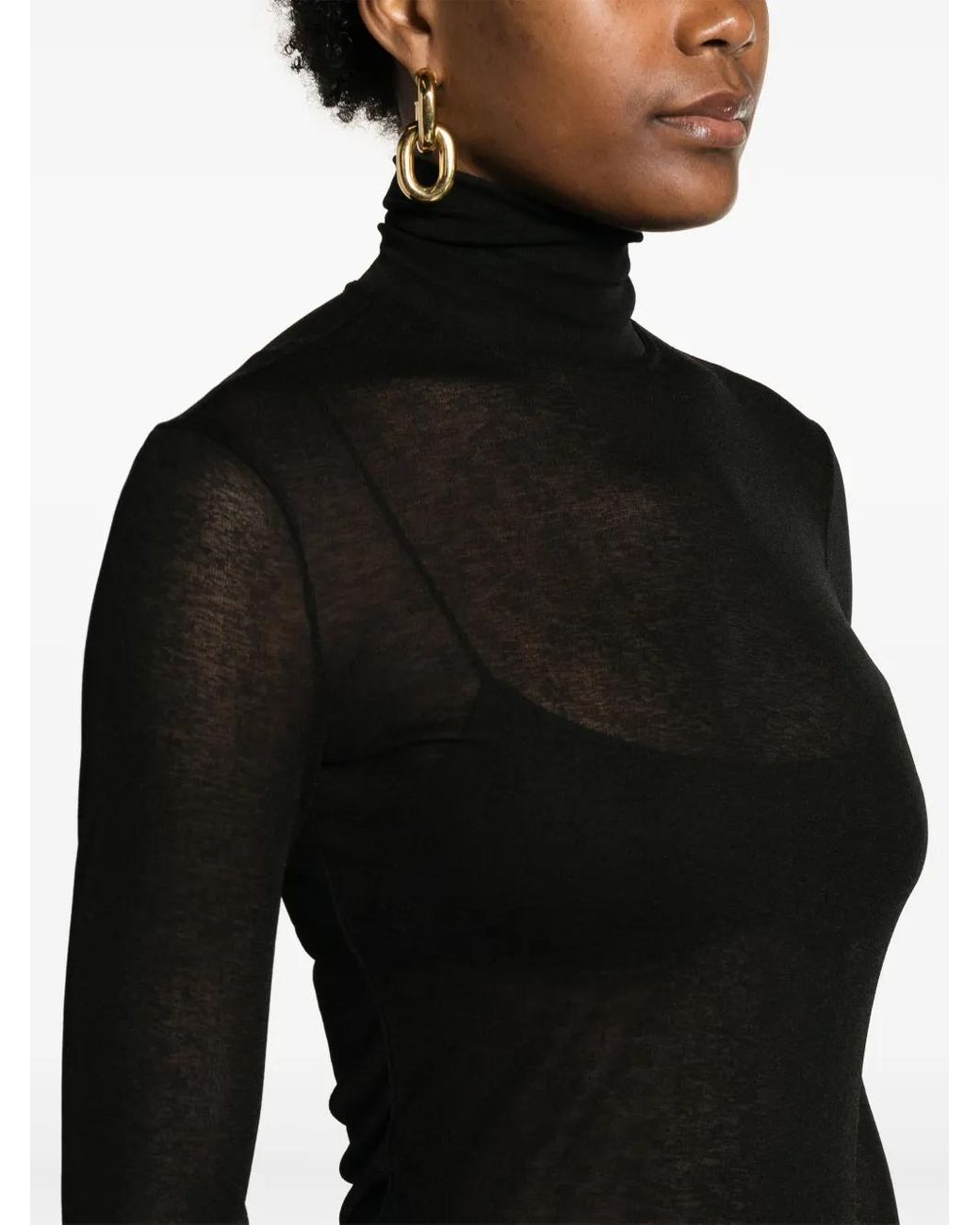 Nanushka Black Harri Roll-Neck T-Shirt