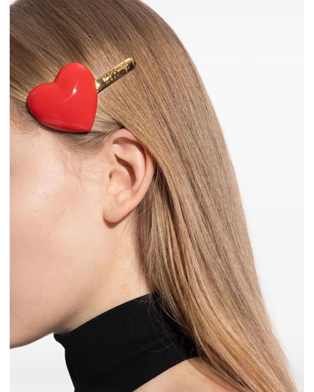 Moschino Red Heart-Motif Hair Clip