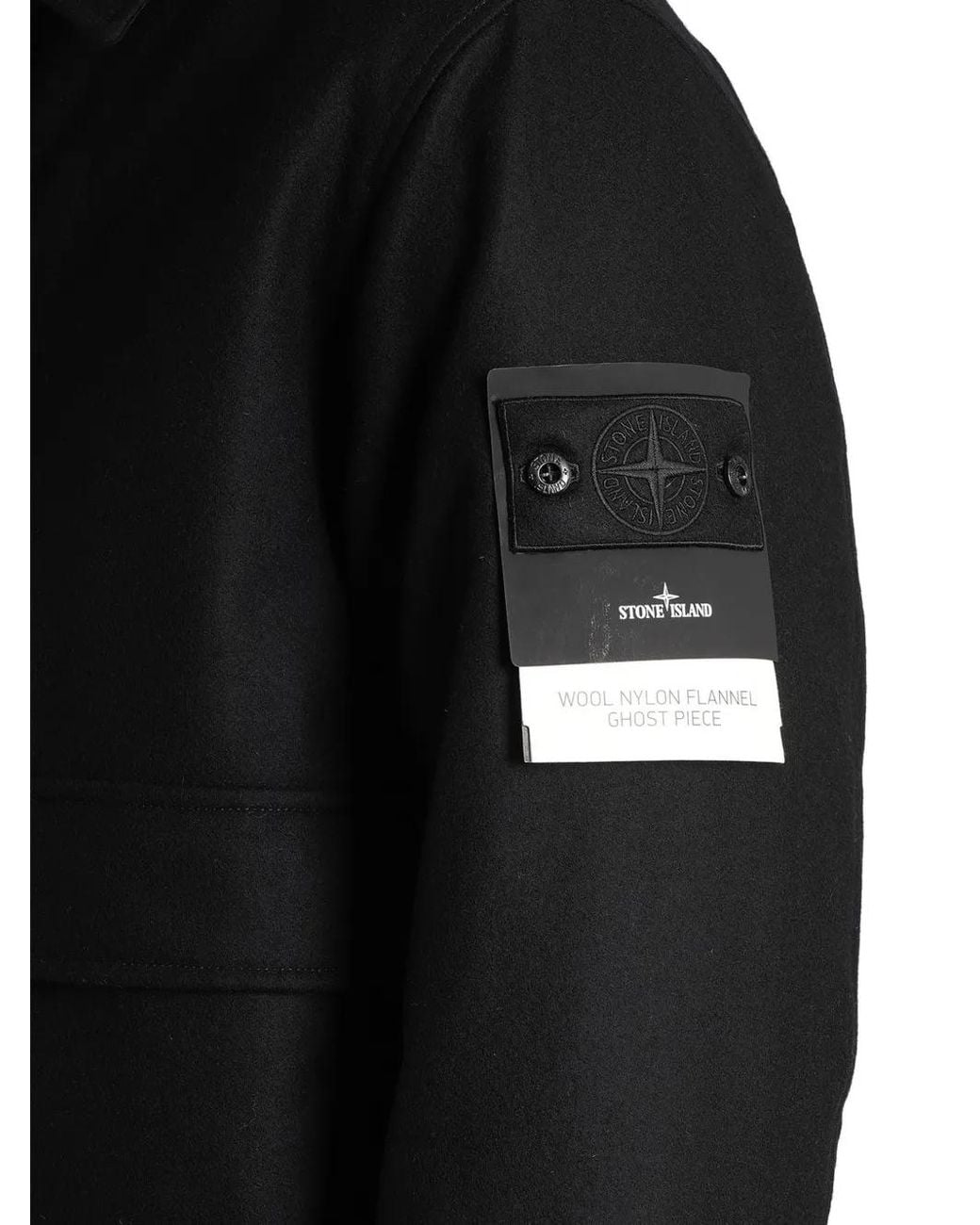 Stone Island Black 4100017 Wool Nylon Flannel_S.I. Ghost Jacket for men