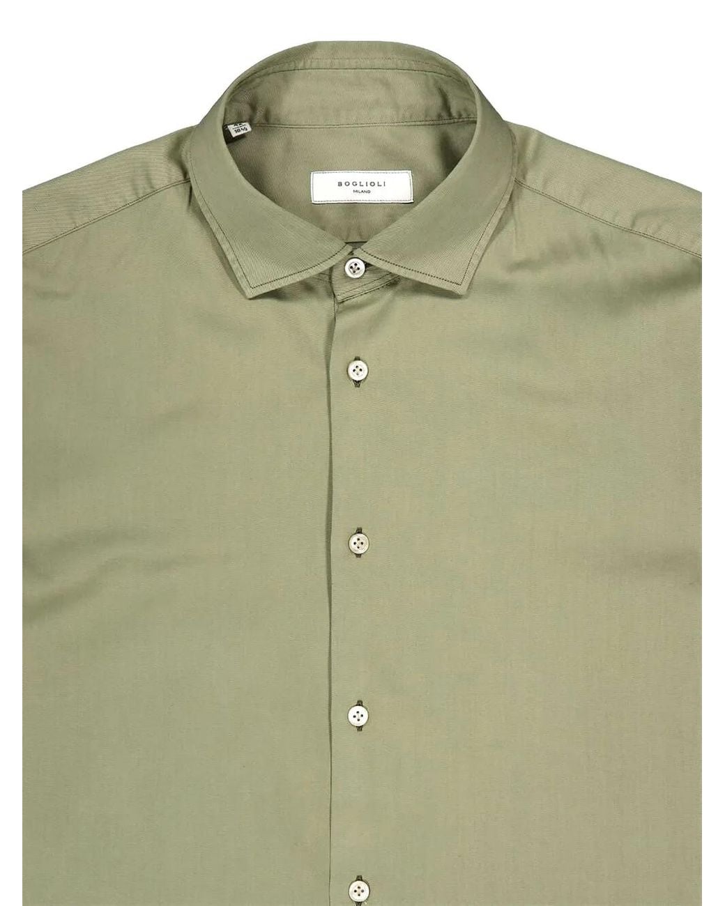 Boglioli Green Buttoned French Collar Shirt for men