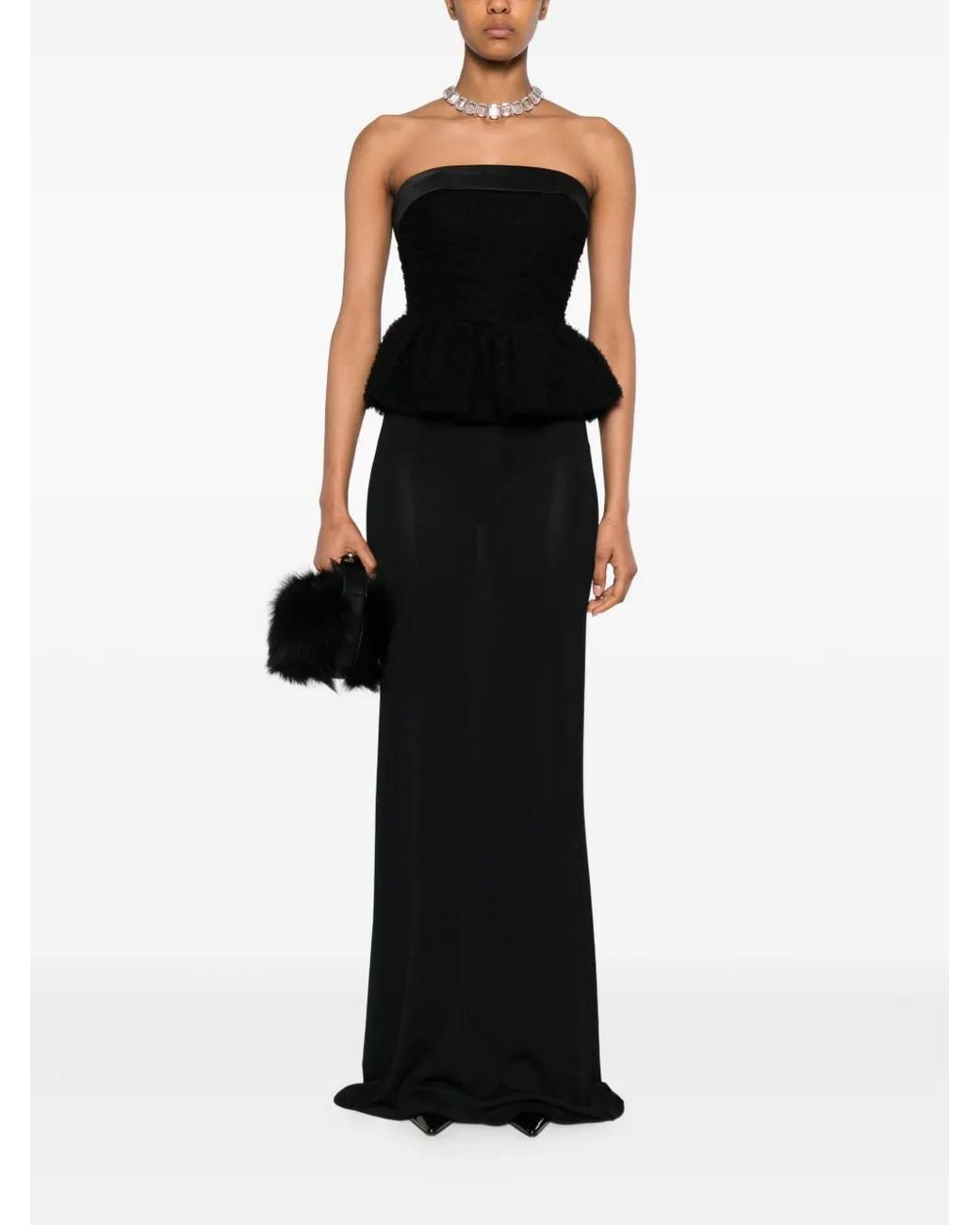 Viktor & Rolf Black Tulle Ruffle Strapless Top