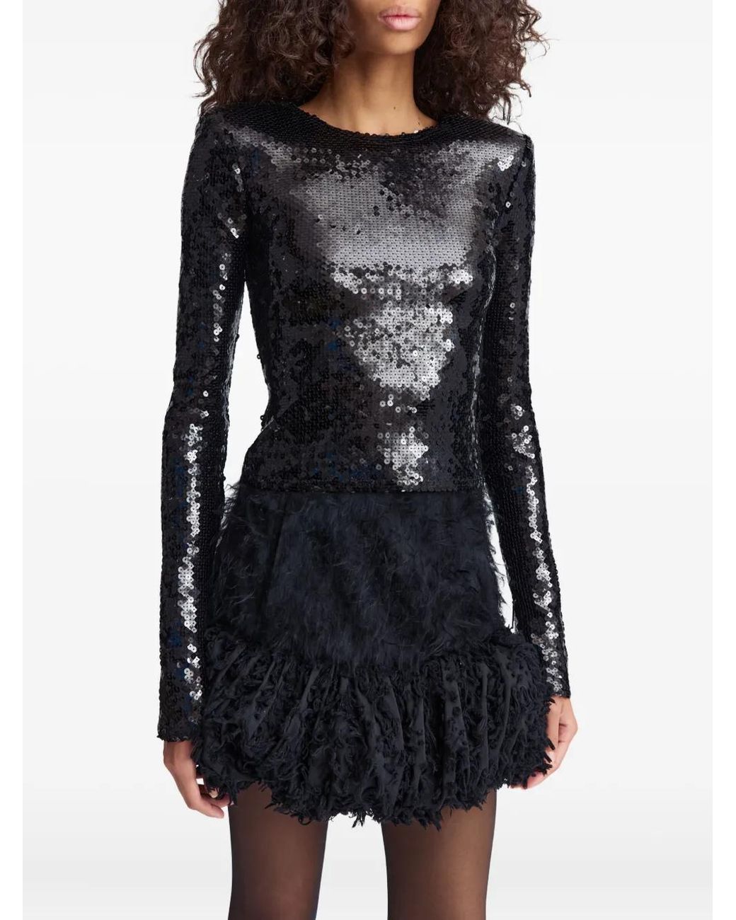 16Arlington Black Loida Sequinned T-Shirt