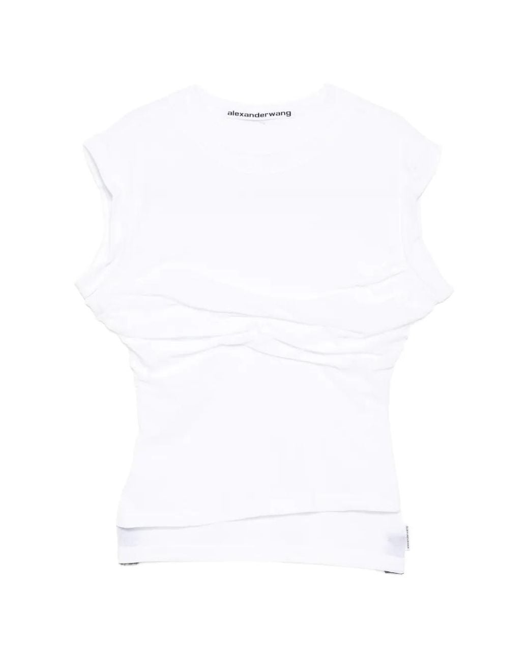 Alexander Wang White Twisted Bust Layered Tank