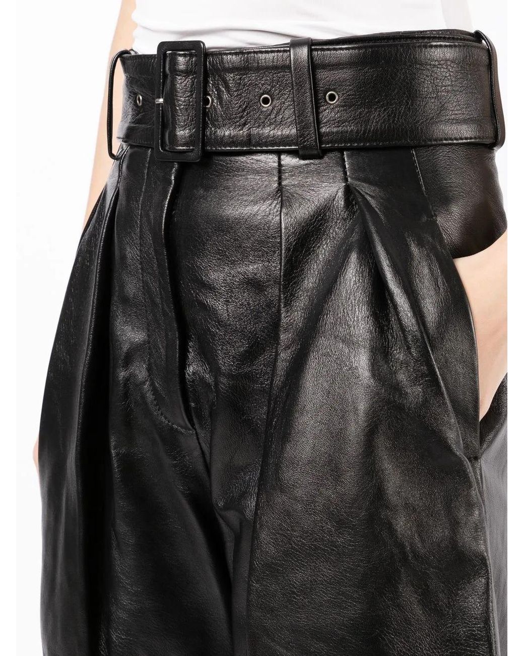 Golden Goose Deluxe Brand Black Belted Wide-leg Shorts