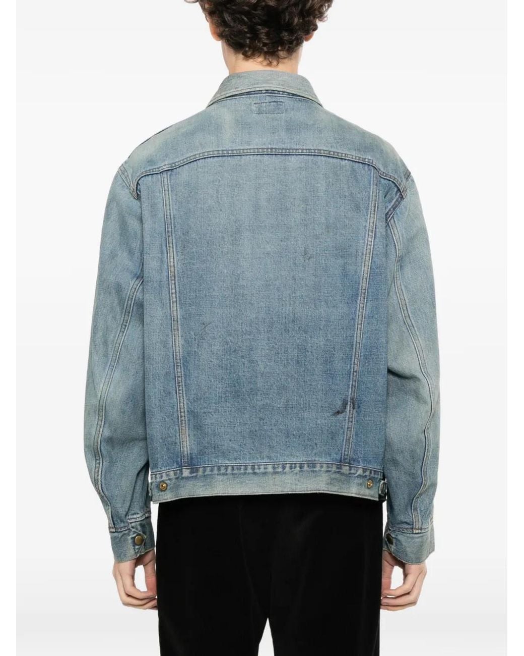 KAMIYA Blue Faded Press-Stud Denim Jacket for men