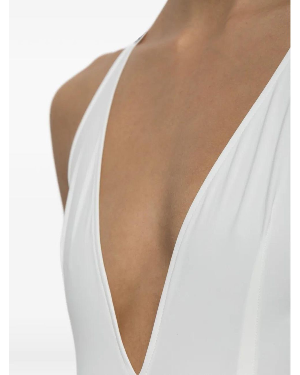 IRO White Abysse Plunge-Neck Bodysuit