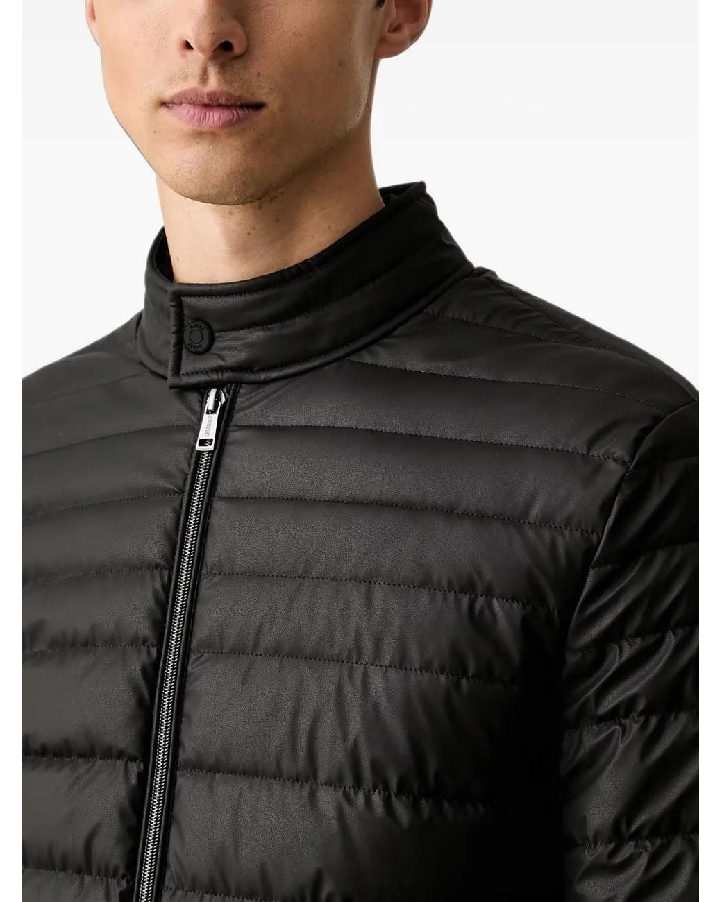 Guess Black Quilted High-Neck Jacket for men