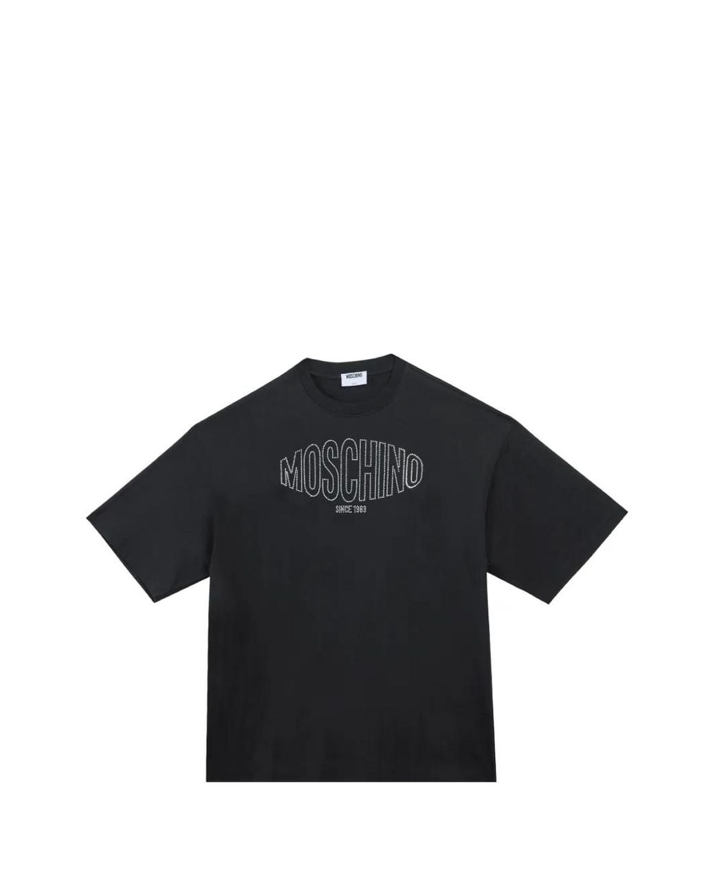 Moschino Black Crystal-Logo Oversized T-Shirt for men