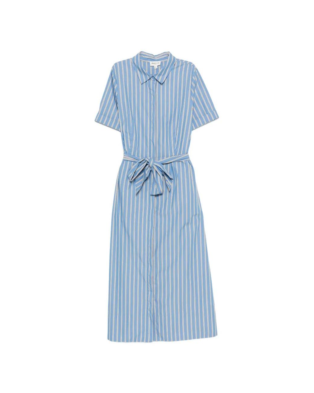 MAISON 123 Blue Palma Belted Midi Dress
