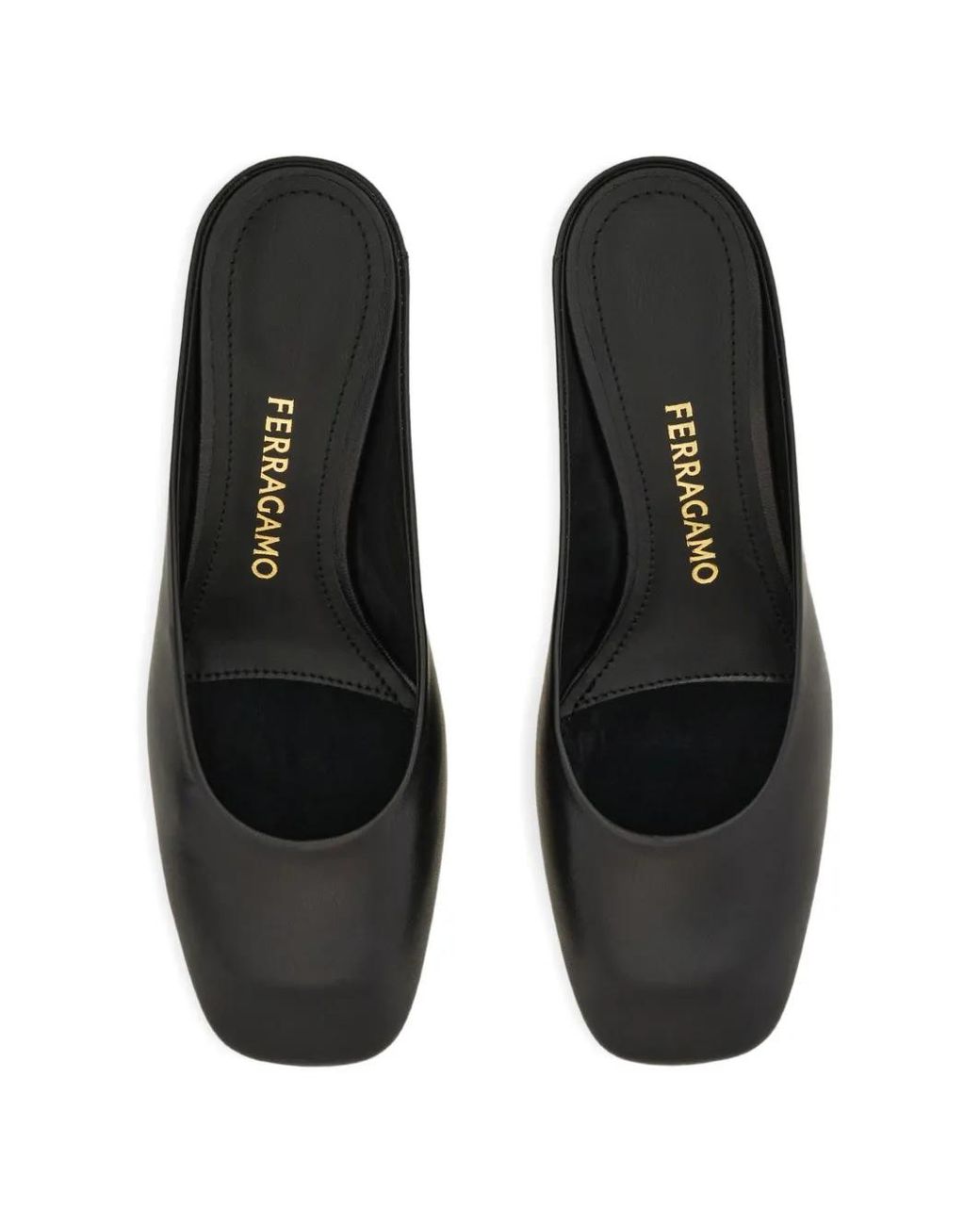 Ferragamo Black S-Shaped Heels Mules