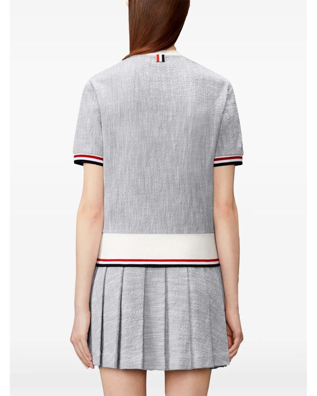 Thom Browne Gray Textured Crew Neck T-Shirt