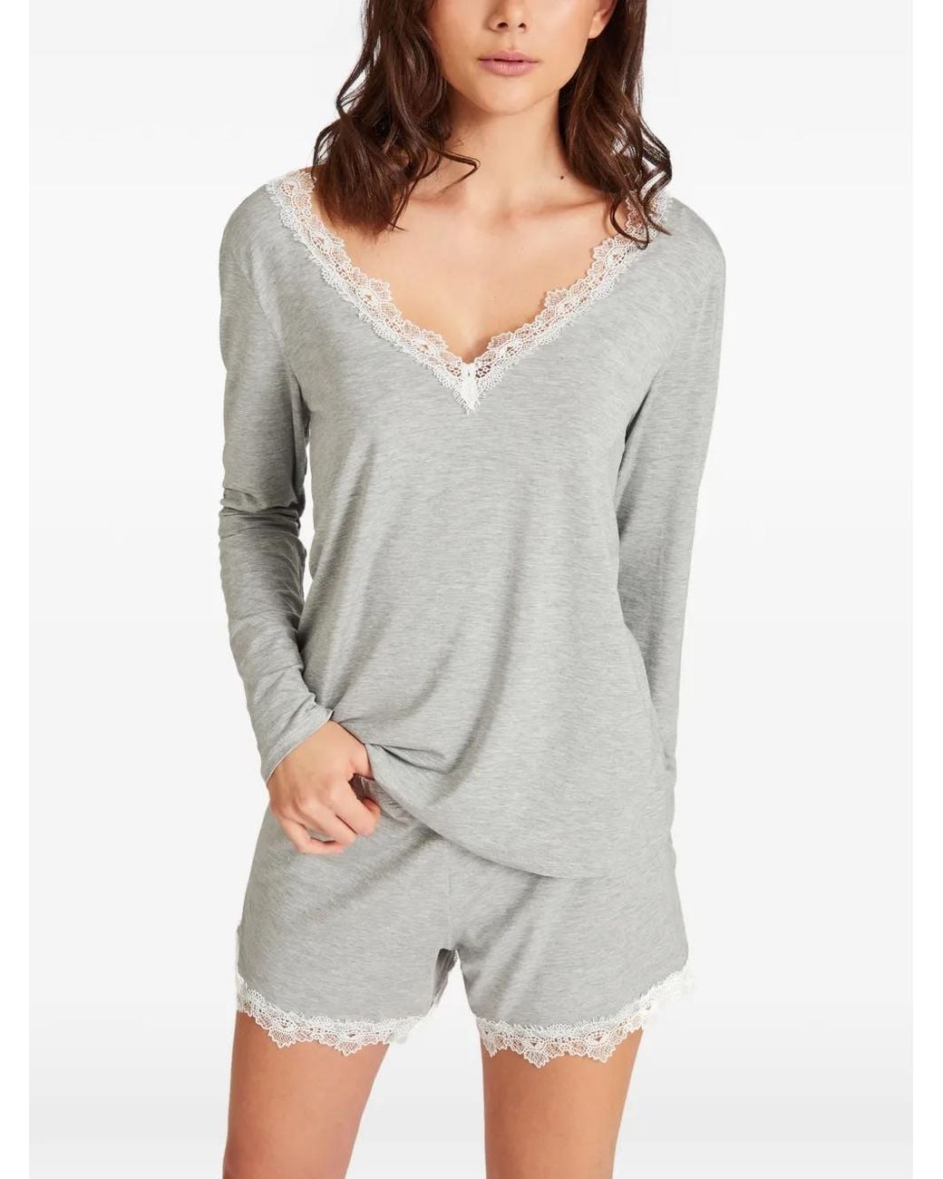 Aubade Blue Sweet Bliss Lace-Trim Pyjama Top