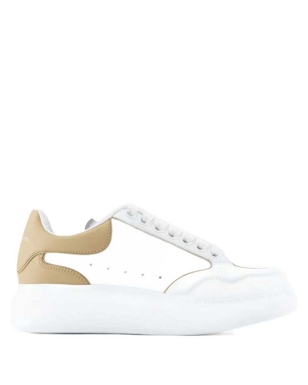 McQueen White Oversized Panelled Leather Sneakers
