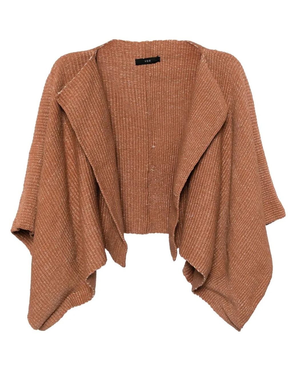 Voz Brown Asymmetric Lurex Cape