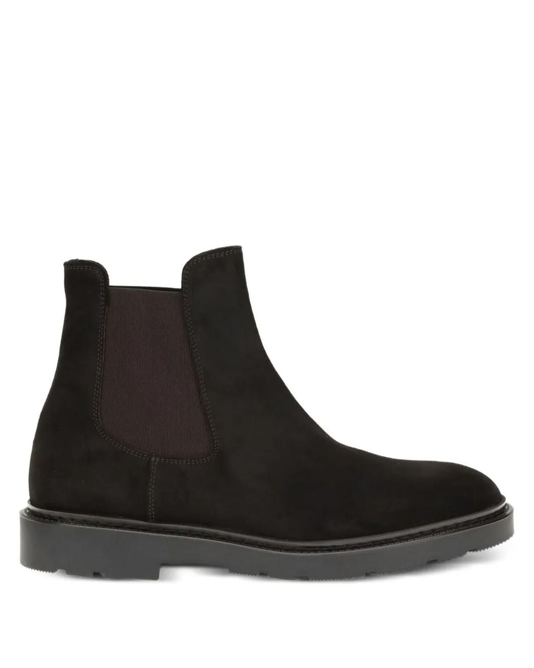 Fratelli Rossetti Black Elastic-Panel Suede Boots for men