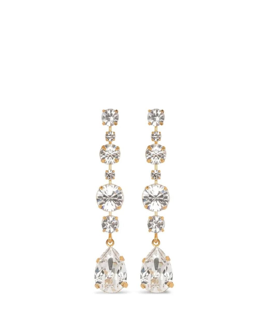 Jennifer Behr White Analia Crystal Drop Earrings