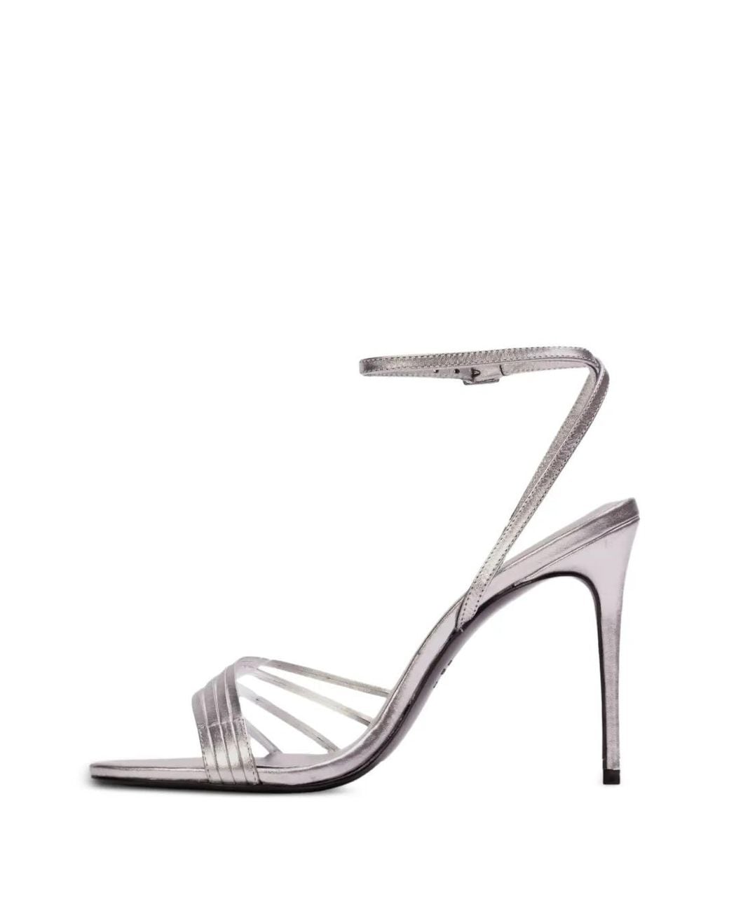 Black Suede Studio White Ella Metallic Multi-Strap Sandals