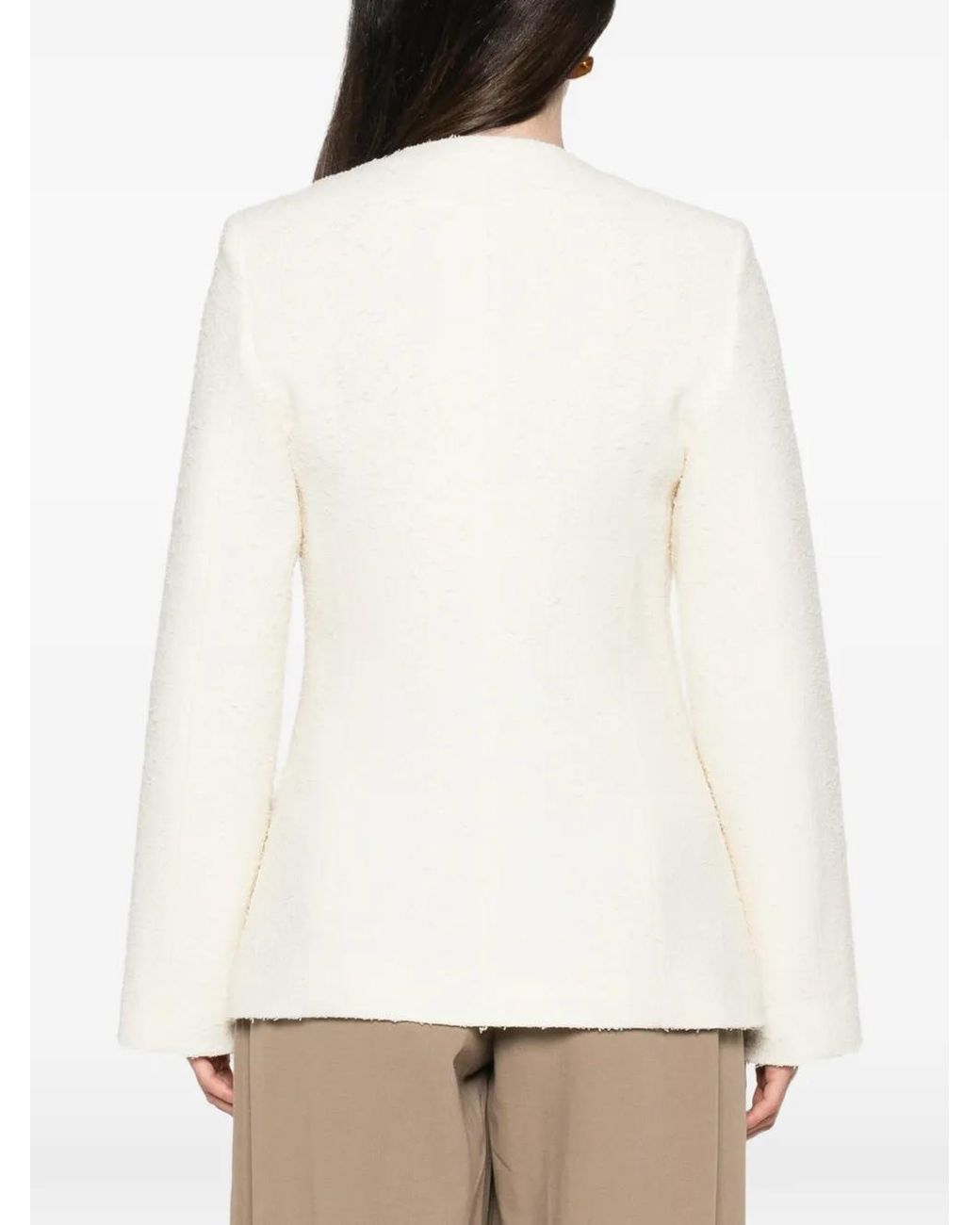 Rohe White Bouclé-Texture Single-Breasted Jacket