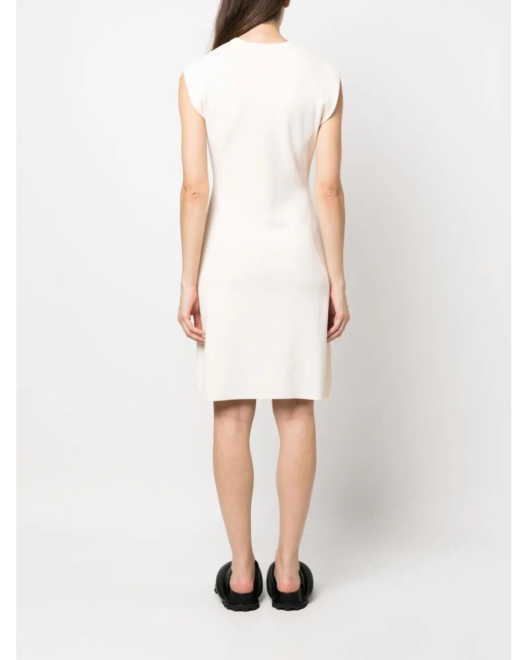 Yves Salomon White Fine-Ribbed Sleeveless Mini Dress