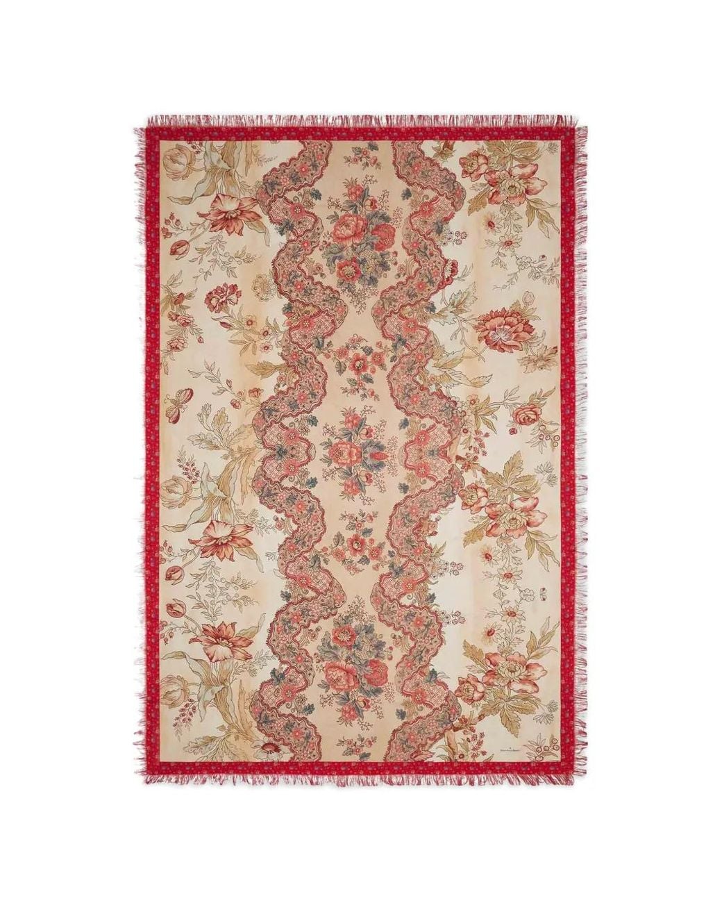 Pierre Louis Mascia Pink Aloeuw Fringed Floral Silk Scarf