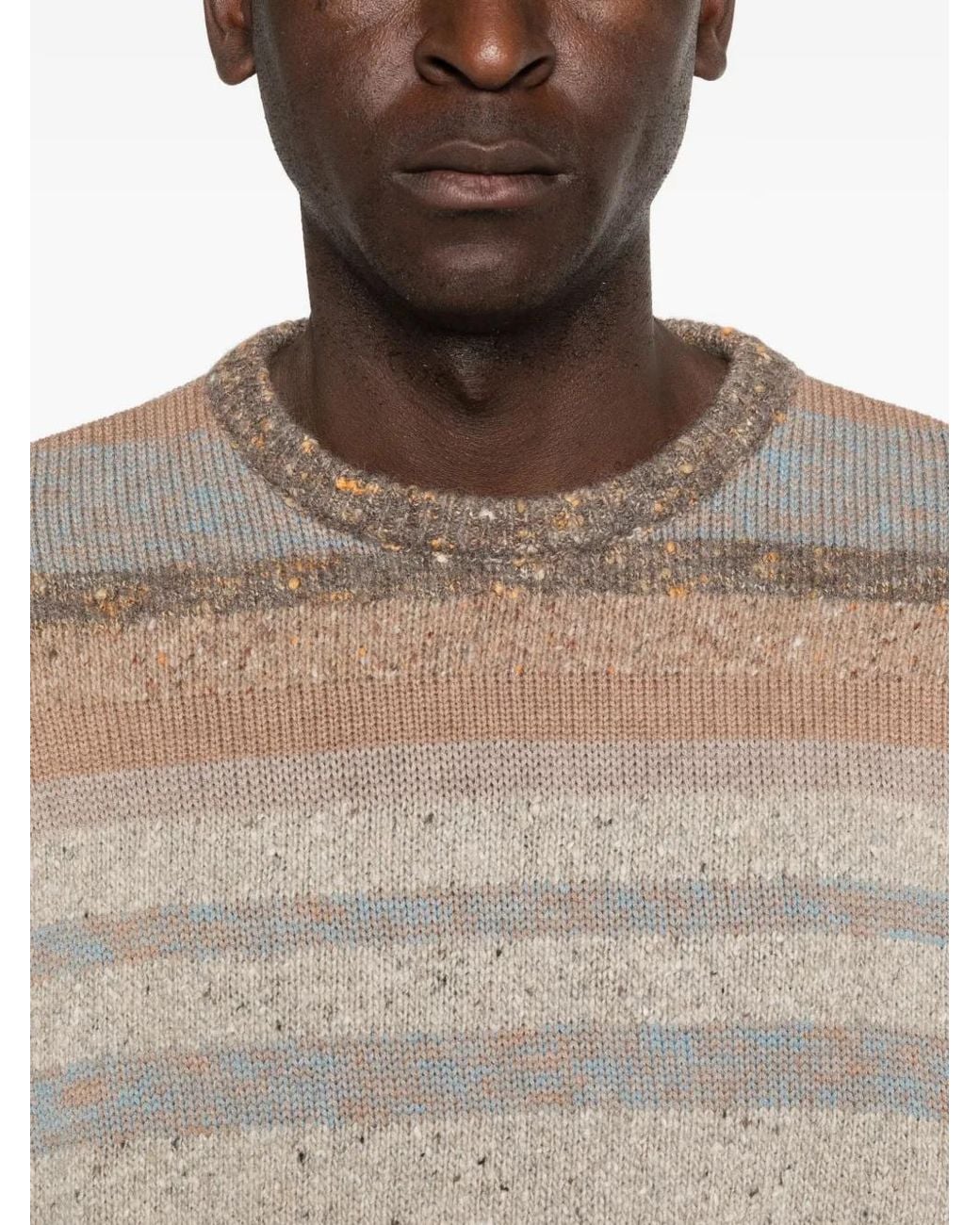 ERL Natural Striped Crew-Neck Sweater for men