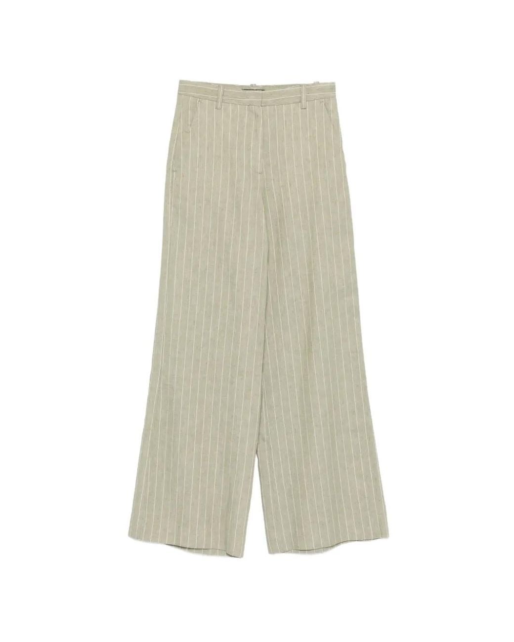 Maje White Linen-Blend Suit Trousers