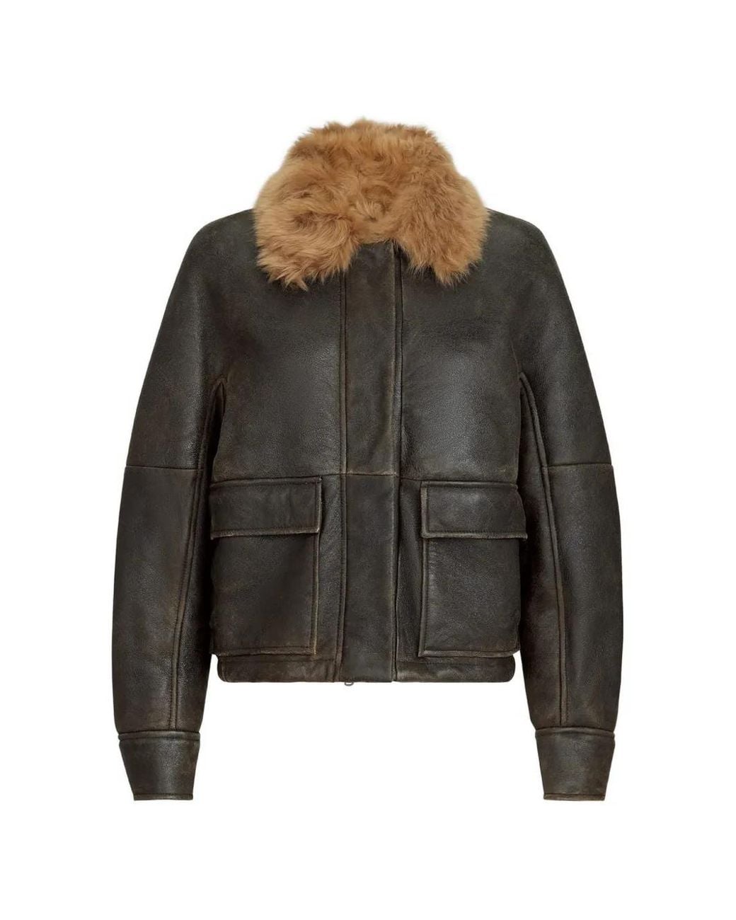 Brunello Cucinelli Black Shearling Jacket With Monili