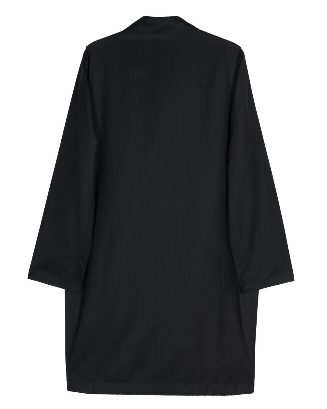 Kiton Black Pinstripe Single-Breasted Coat for men