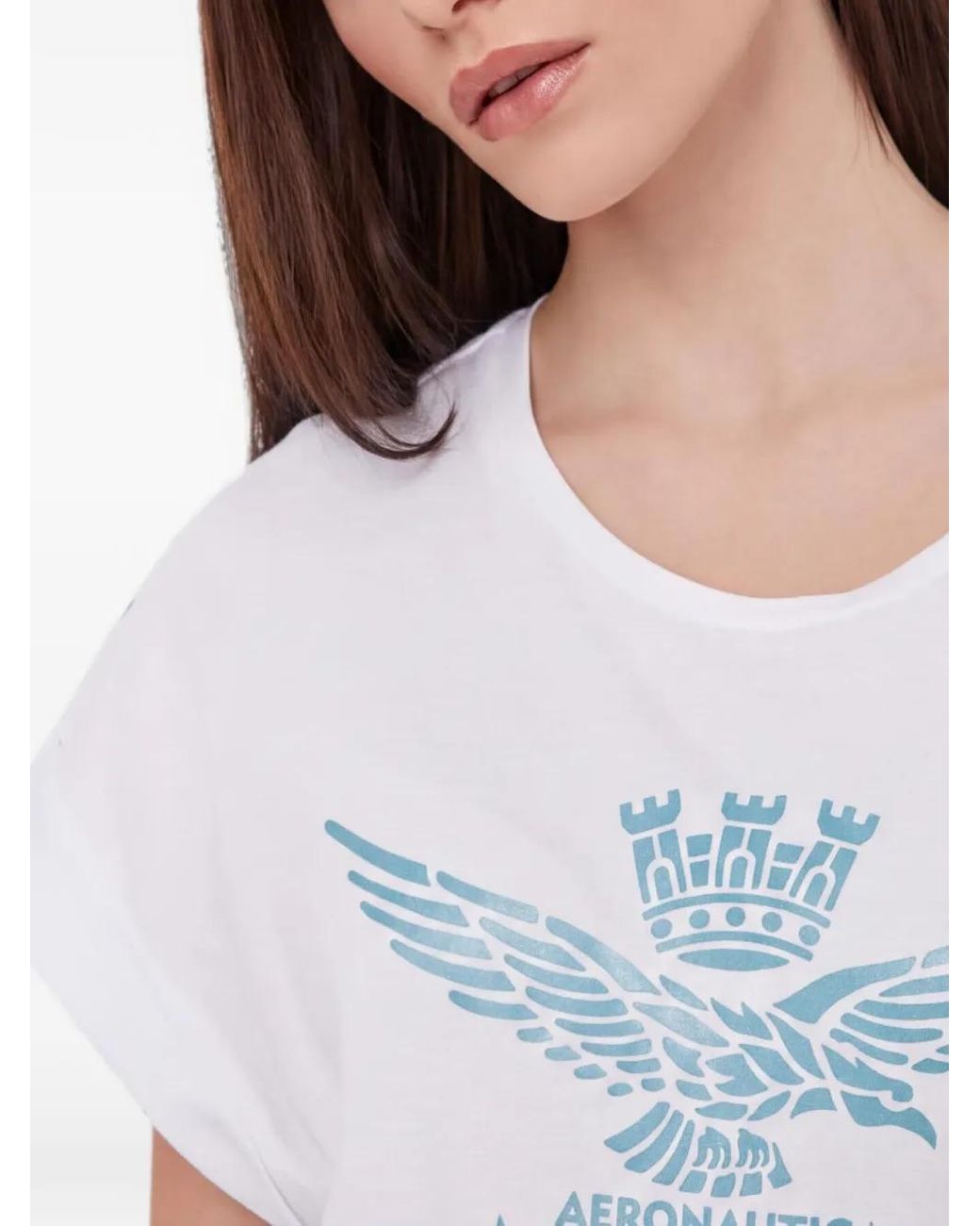 Aeronautica Militare Blue Logo-Print T-Shirt