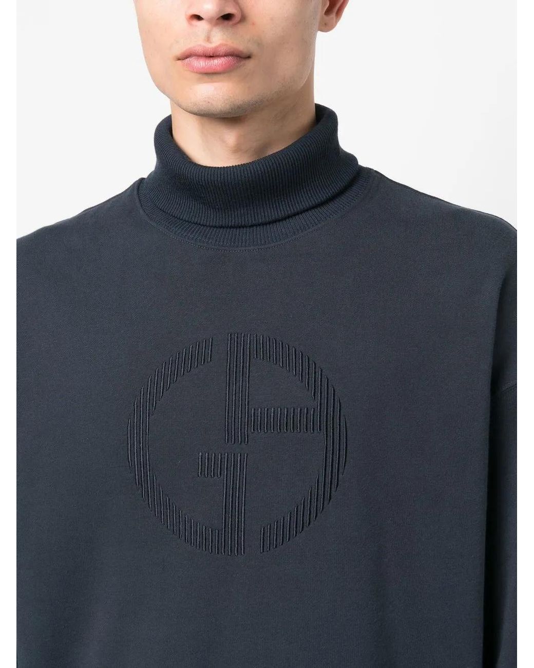 Giorgio Armani Blue Virgin Wool Roll Neck Jumper for men