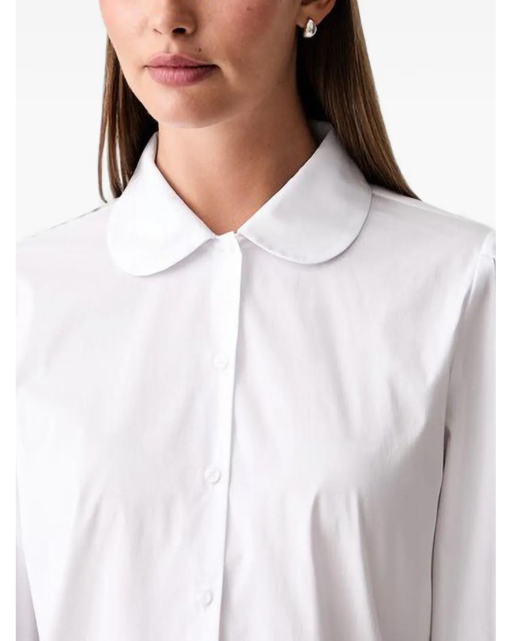 Joop! White Round-Collar Puff-Sleeve Shirt