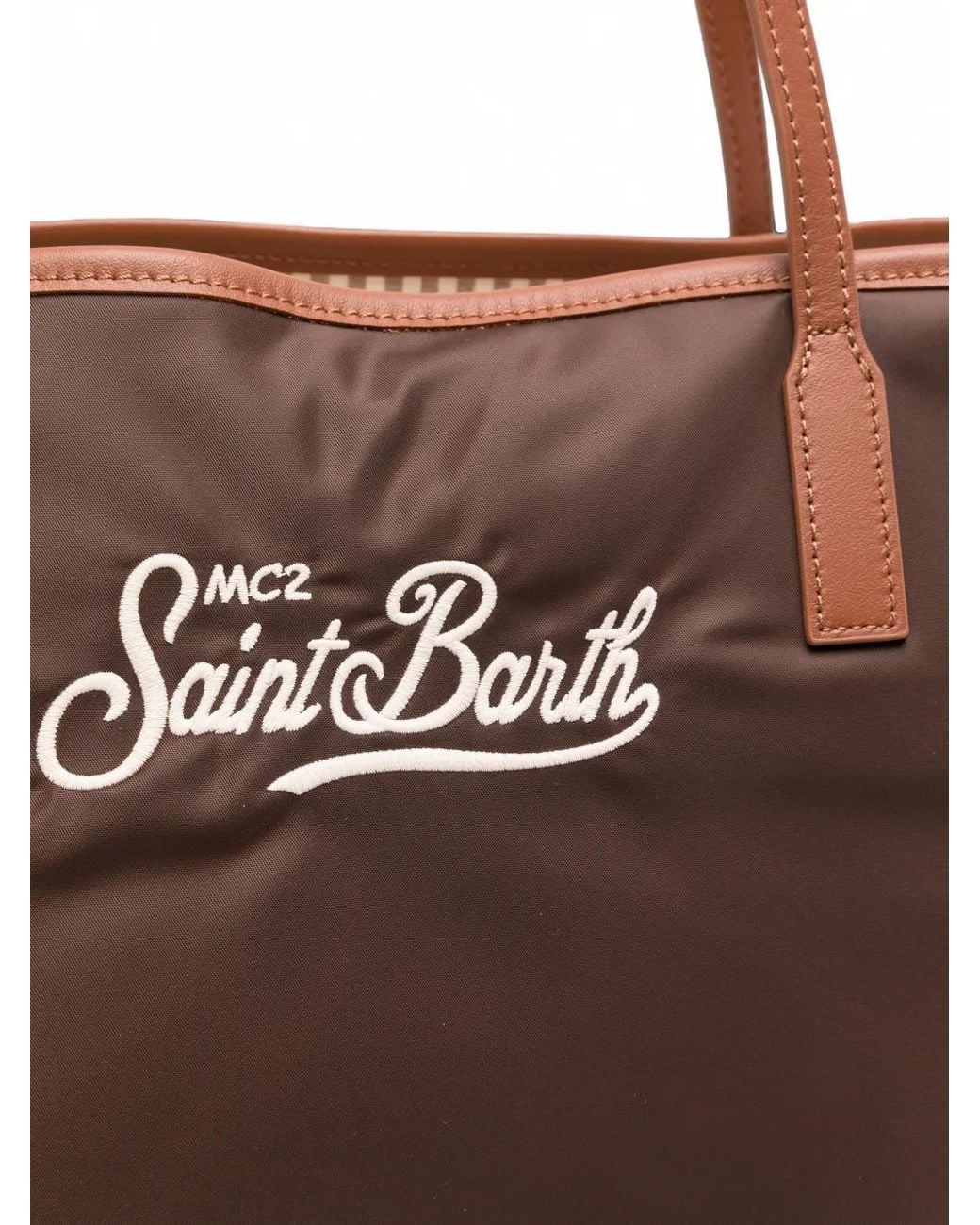 Mc2 Saint Barth Brown Logo-Embroidered Tote Bag