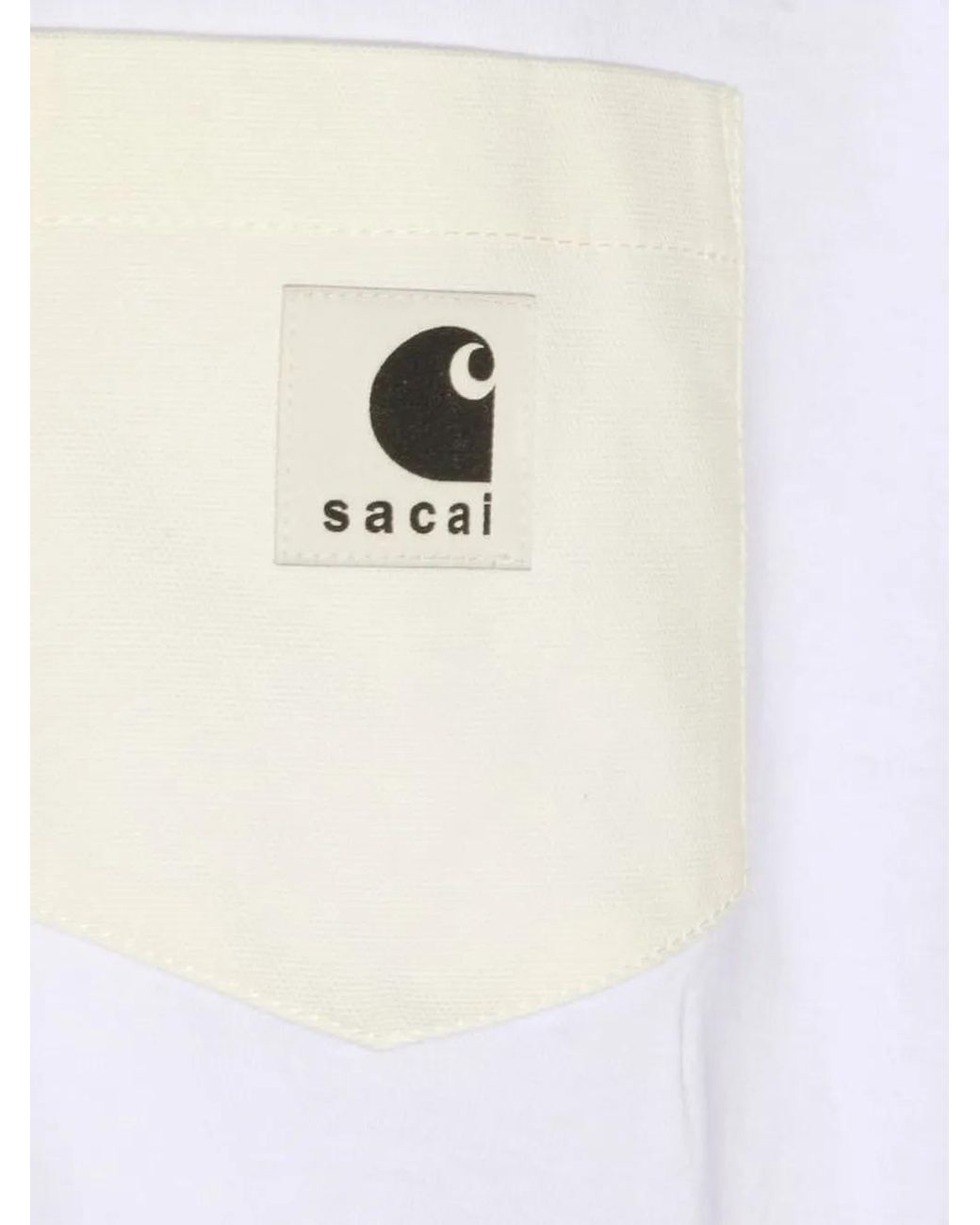 Carhartt X Sacai Logo Patch Short Sleeved T Shirt In White For Men Lyst