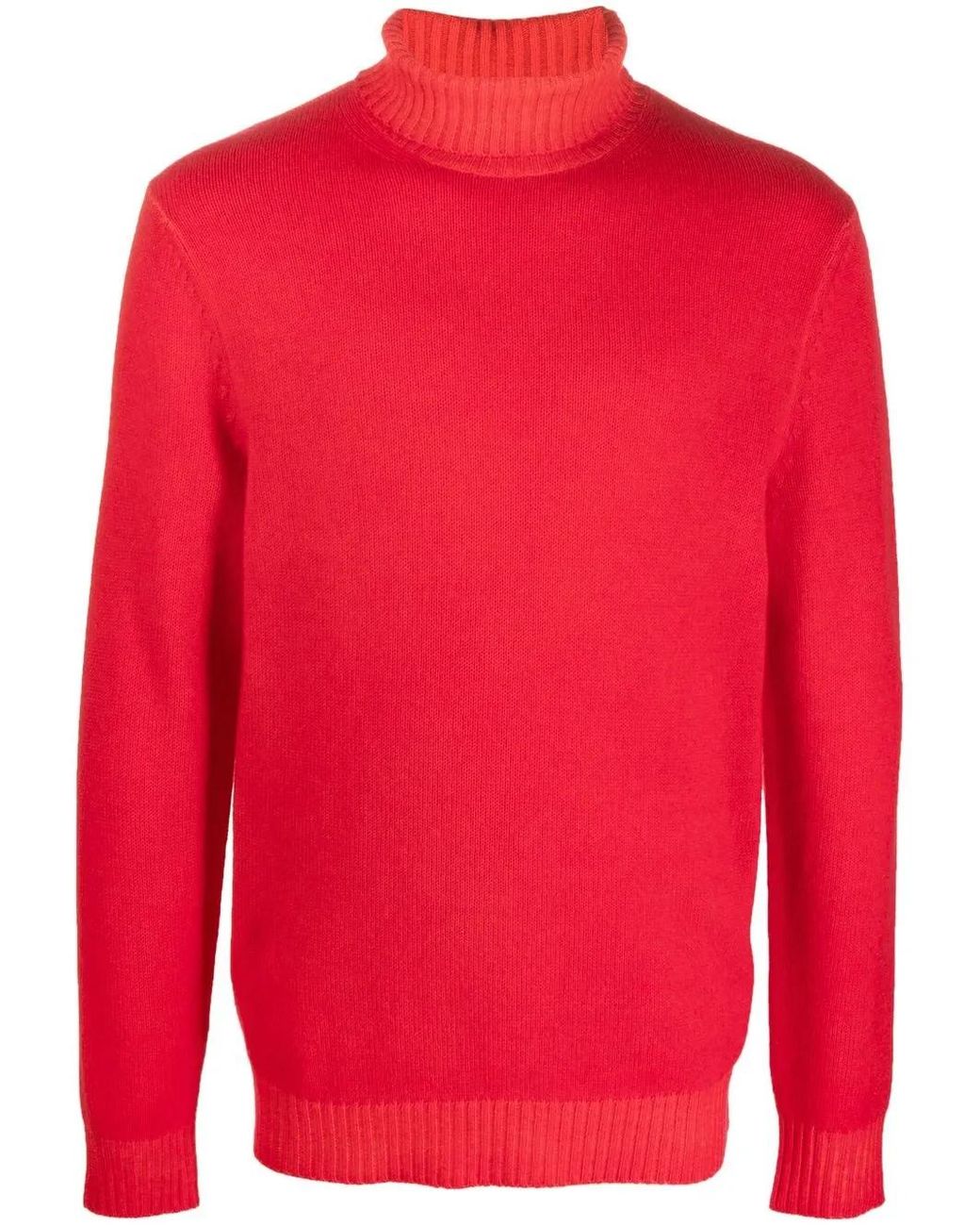 Malo Red Fine-Knit Rollneck Jumper for men