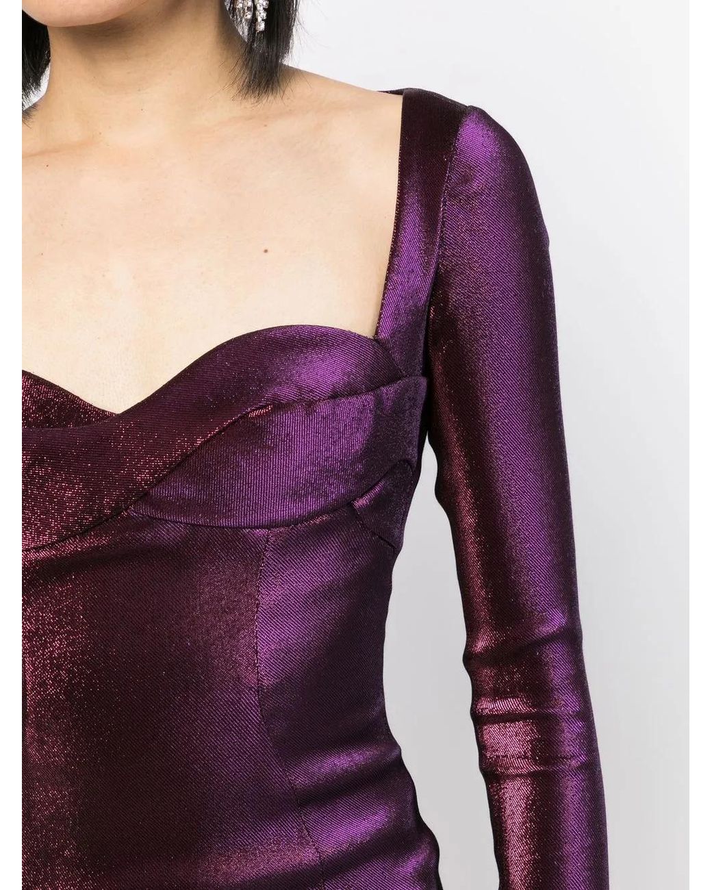 Area Purple Satin Long-Sleeved Maxi Dress