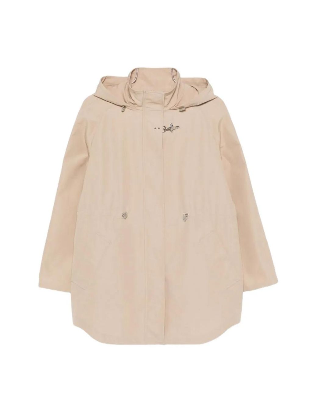 Fay Natural Drawstring-Waist Hooded Parka Coat