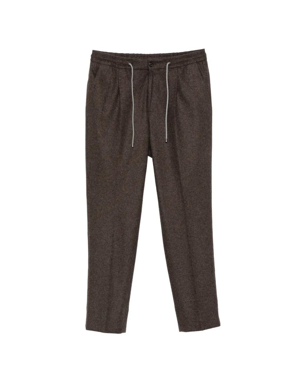 Corneliani Gray Drawstring-Waist Pleated Trousers for men