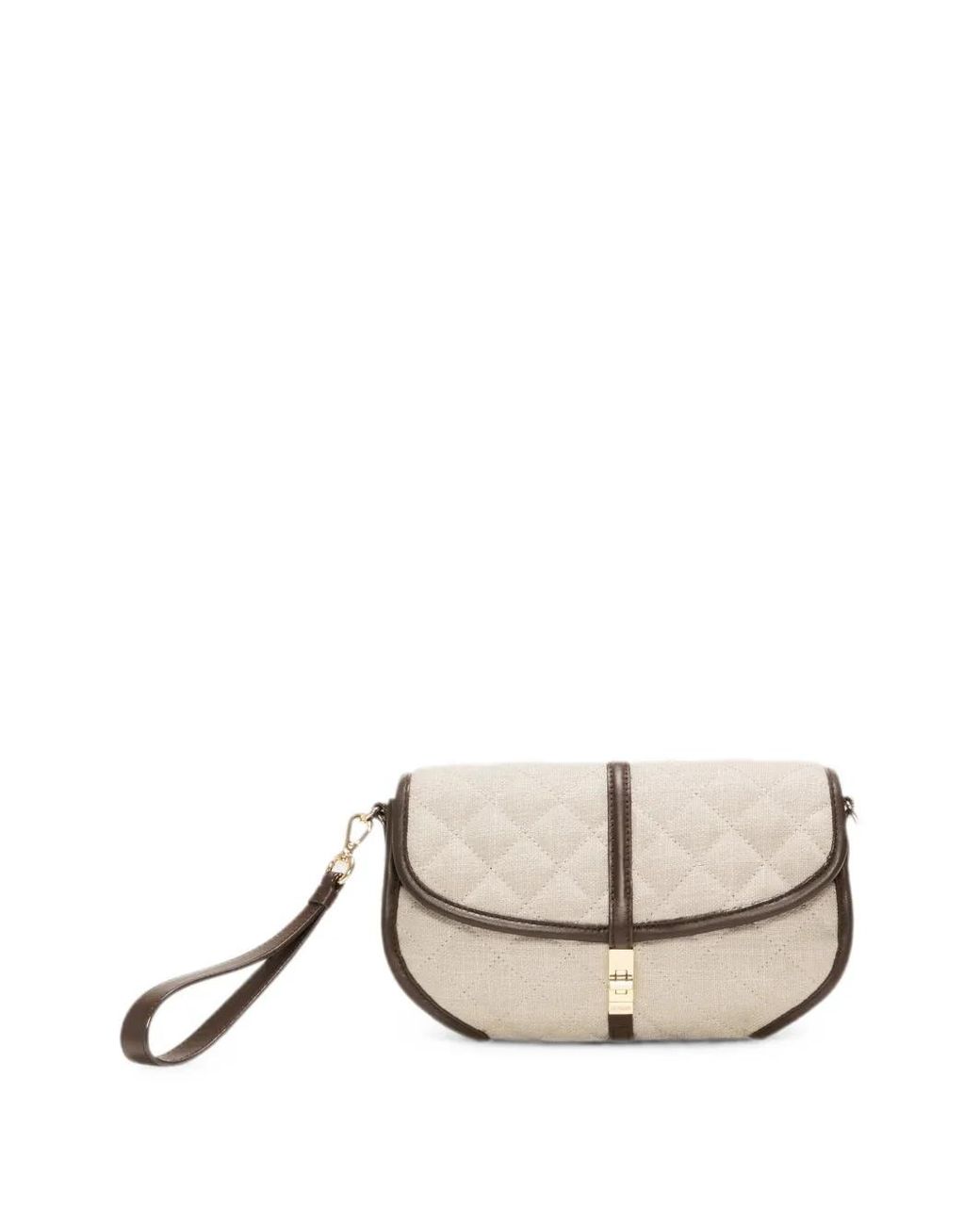 MZ Wallace Natural Small Astor Quilted Linen Clutch Bag