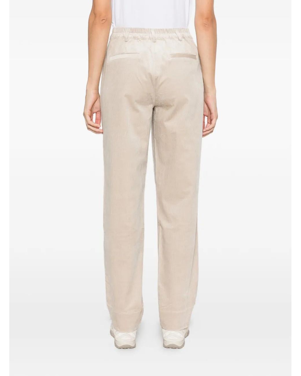 Yerse White Corduroy Straight-Leg Trousers