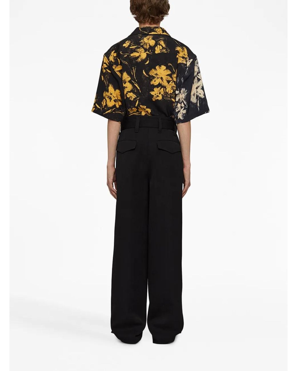 Jil Sander Black Floral-Print Cotton Shirt for men