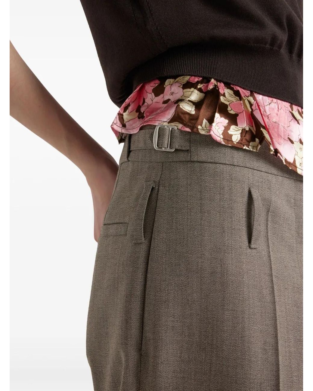 Prada Gray Belted Trousers