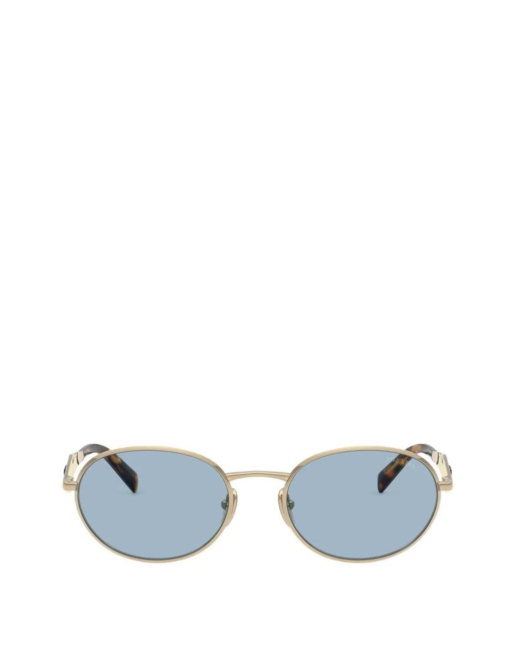 Prada Blue Logo-Plaque Oval-Frame Sunglasses