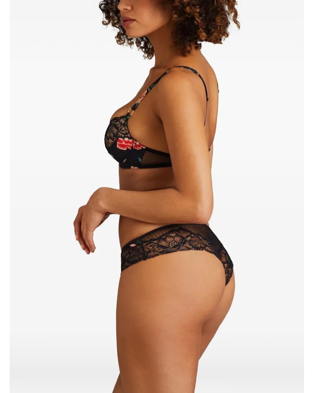 Aubade Brown Sweet Folk Floral-Print Lace-Trim Bra