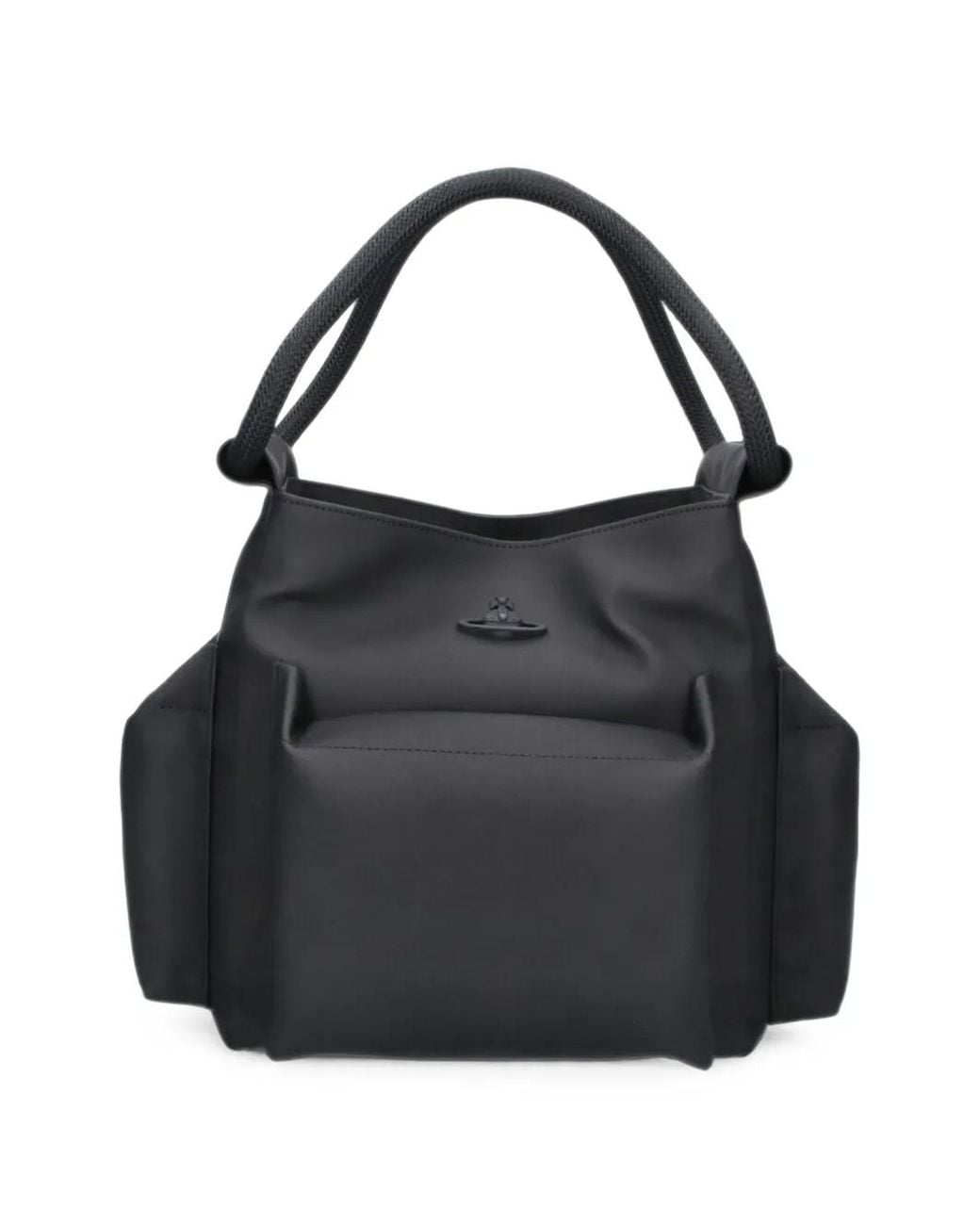 Vivienne Westwood Black Alton Orb Plaque Rope-Handle Tote Bag