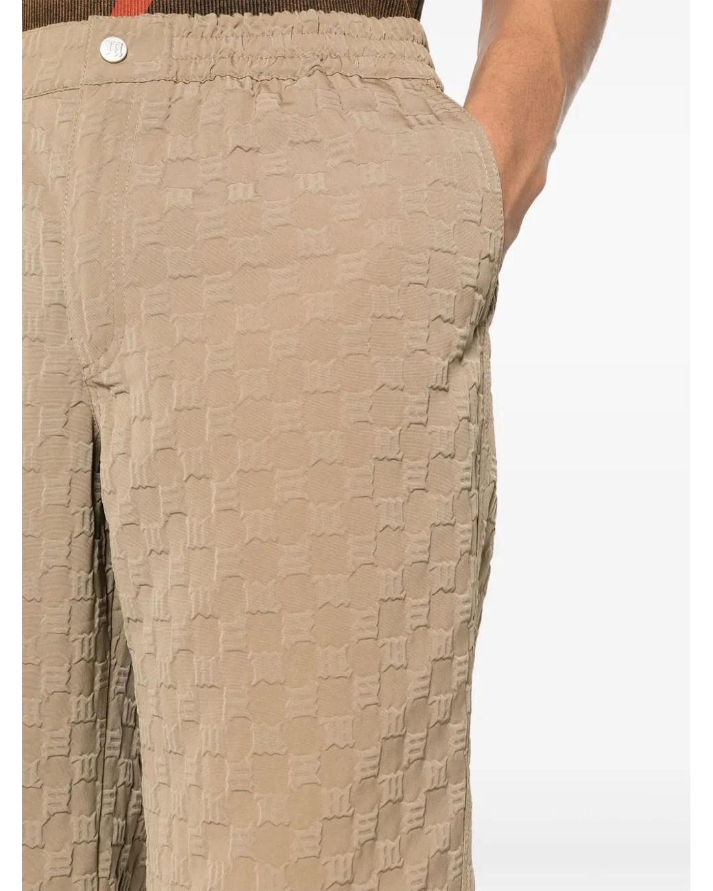 M I S B H V Natural Debossed-Logo Straight-Leg Trousers for men