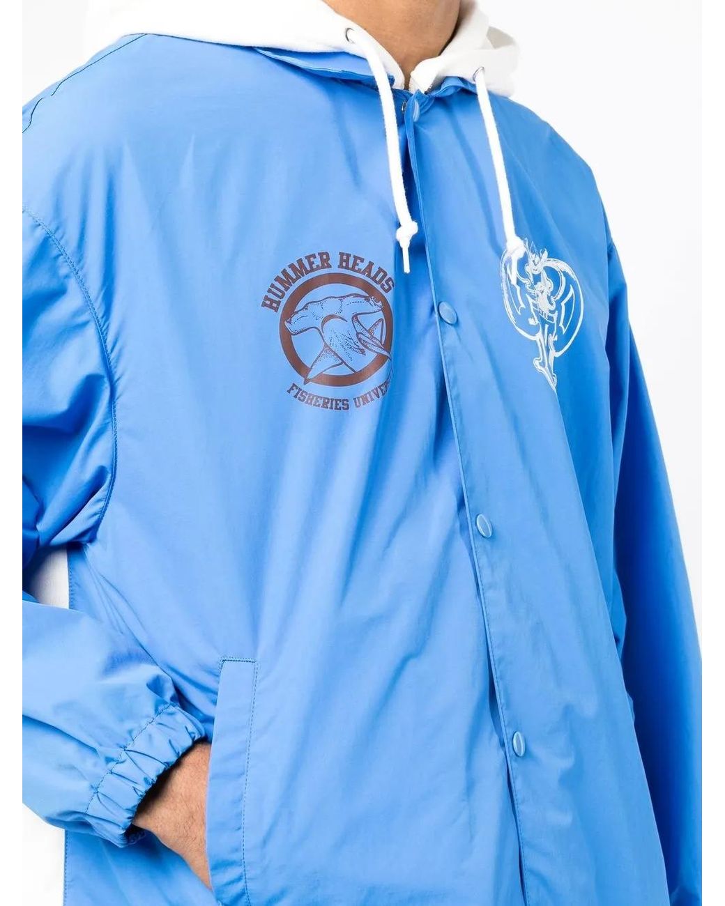 Undercoverism Blue Logo-Print Hooded Coat for men