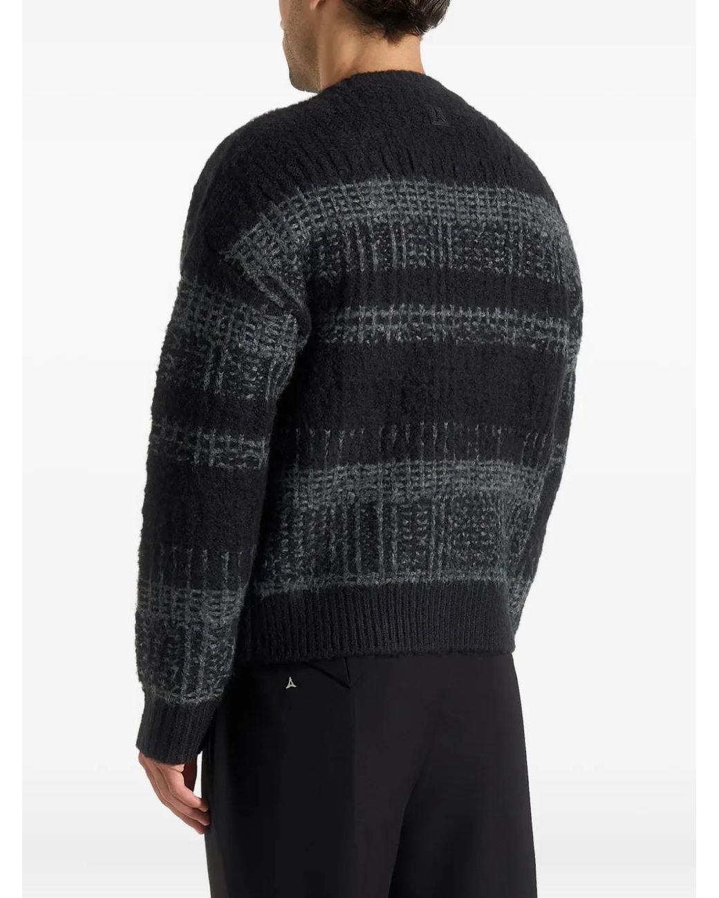 Manière De Voir Black Ayden Checked-Pattern Knit/ Sweater for men