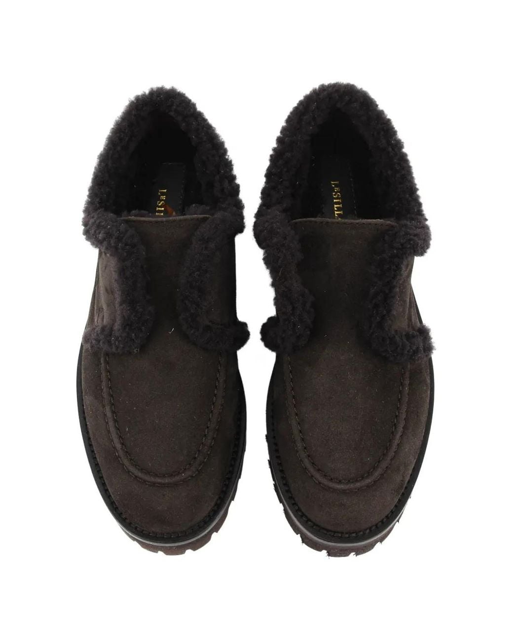 Le Silla Black Yacht Shearling-Trim Loafers